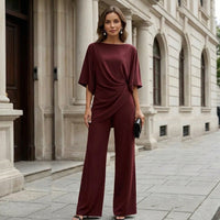 Conjunto Blusa Drapeada y Pantalón Ancho