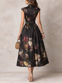 Vestido Midi Floral Negro