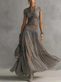 Conjunto Top y Falda Plisado