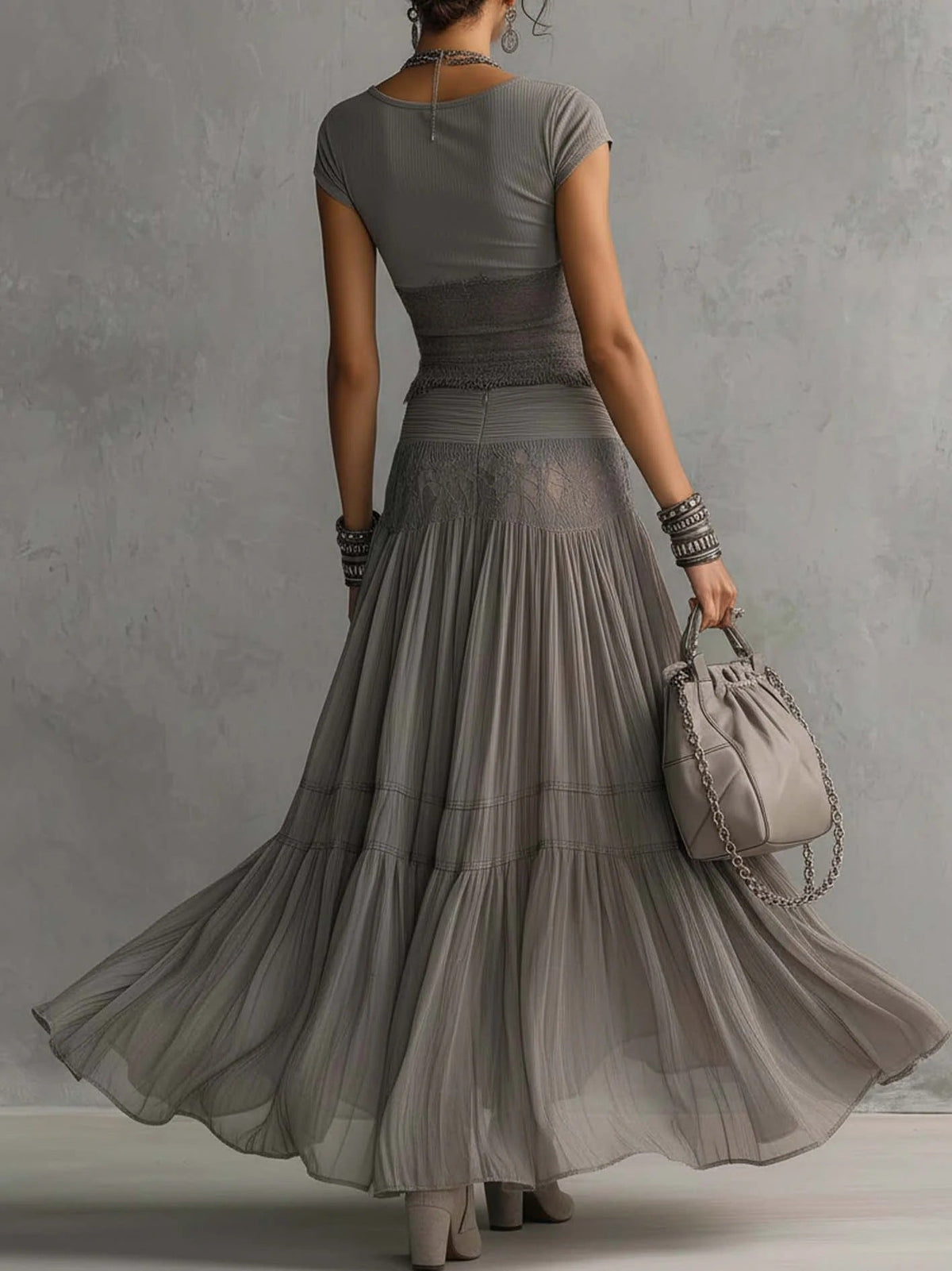 Conjunto Top y Falda Plisado
