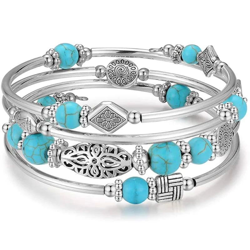 Pulsera Multicapa de Piedra Natural