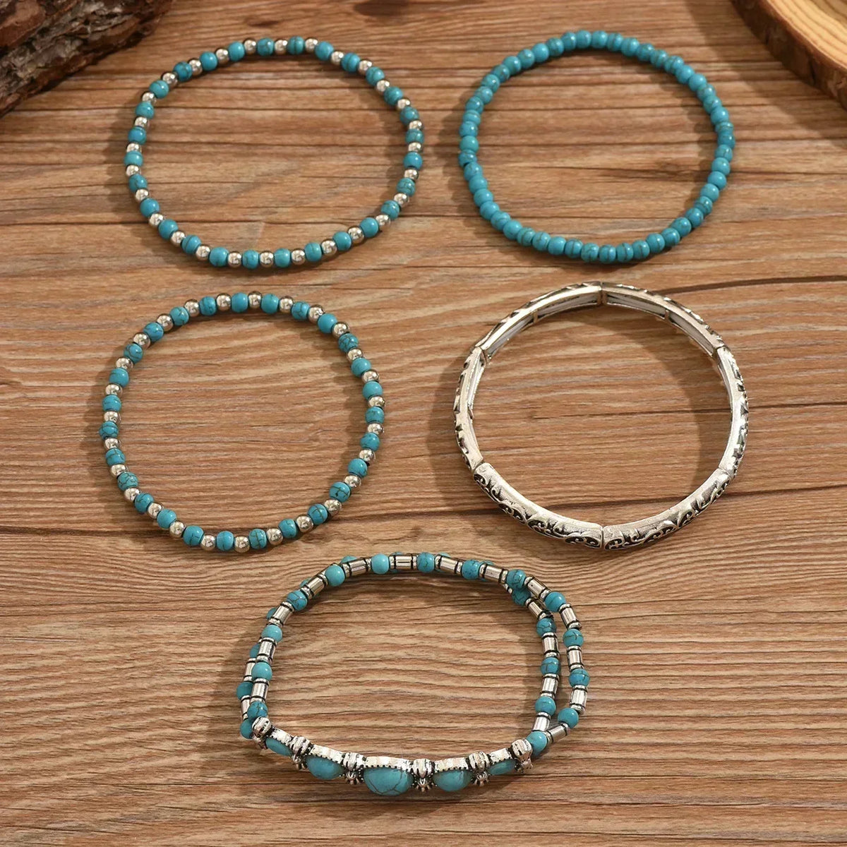 Conjunto de Pulseras Turquesas