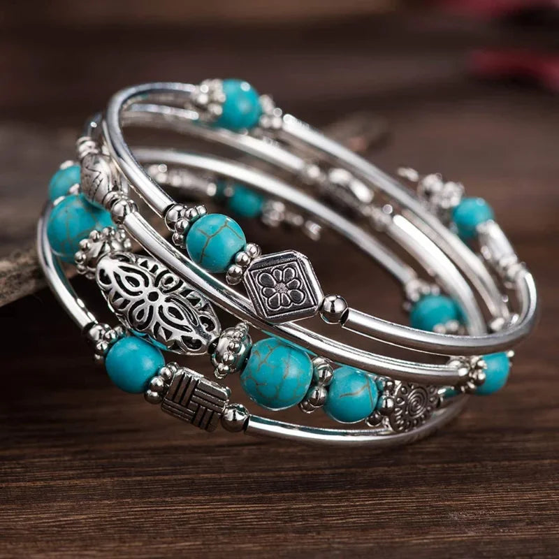 Pulsera Multicapa de Piedra Natural