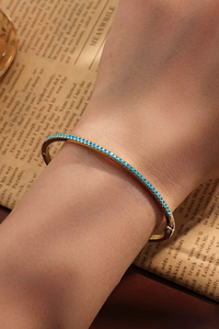 Pulsera Tenis Dorado y Turquesa