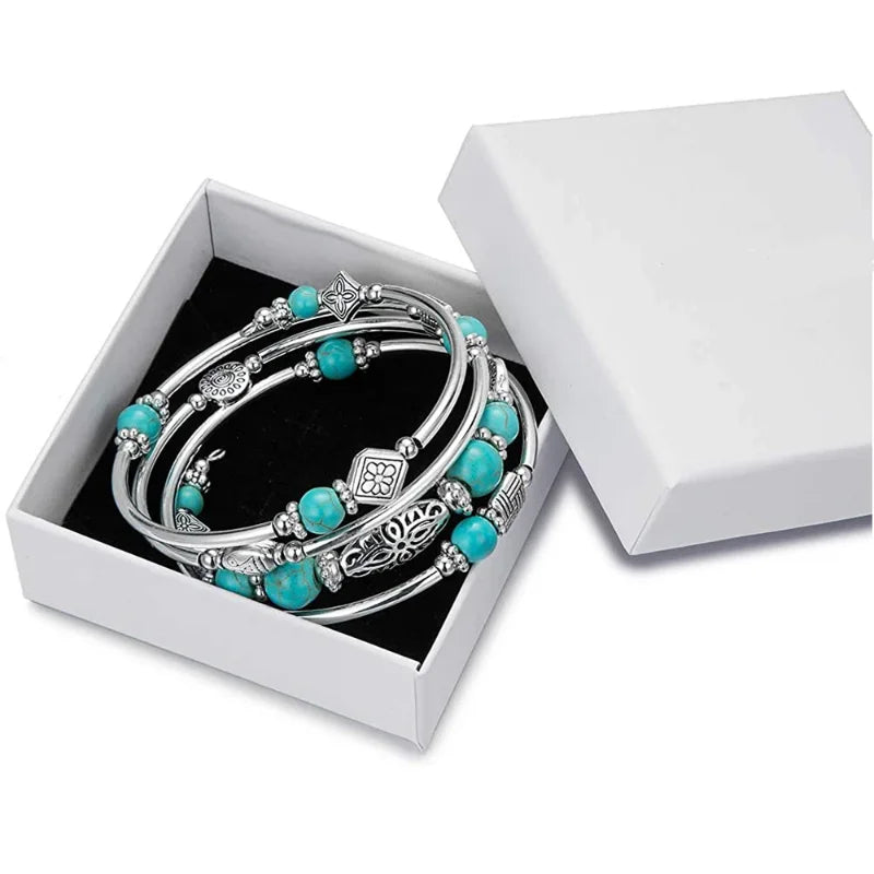 Pulsera Multicapa de Piedra Natural