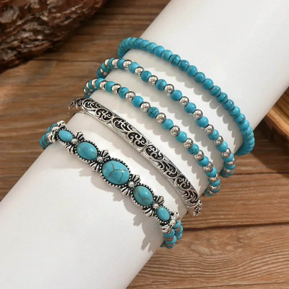 Conjunto de Pulseras Turquesas