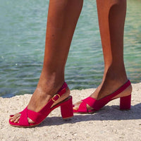 Sandalias Tacón Grueso de Ante