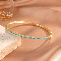 Pulsera Tenis Dorado y Turquesa