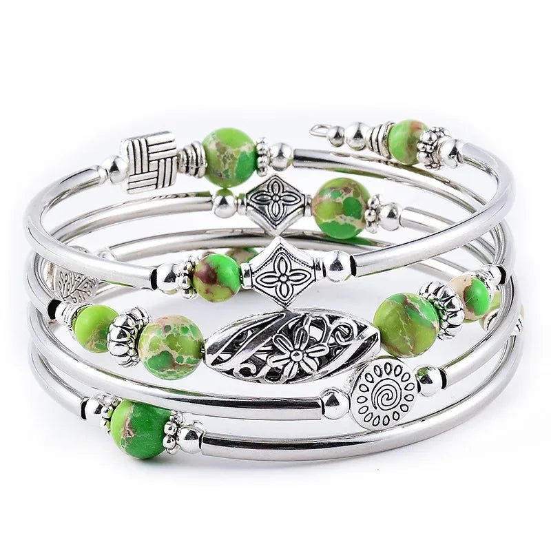 Pulsera Multicapa de Piedra Natural