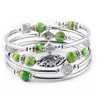 Pulsera Multicapa de Piedra Natural