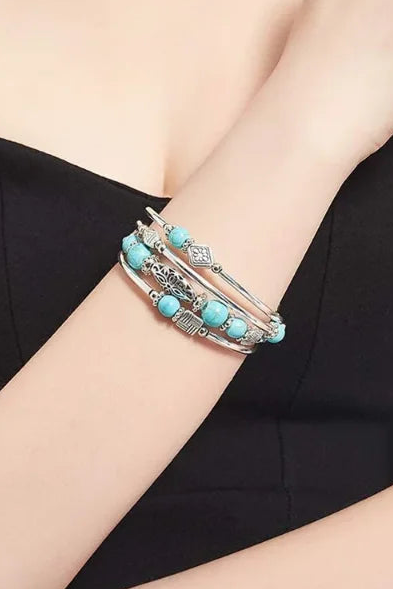 Pulsera Multicapa de Piedra Natural