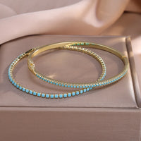 Pulsera Tenis Dorado y Turquesa
