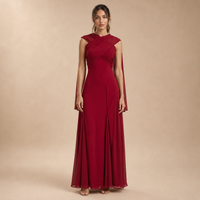 Vestido Largo Drapeado con Foulard