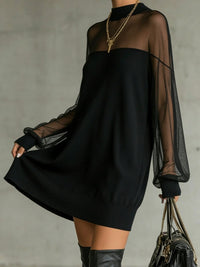 Mini Vestido Negro Mangas Malla