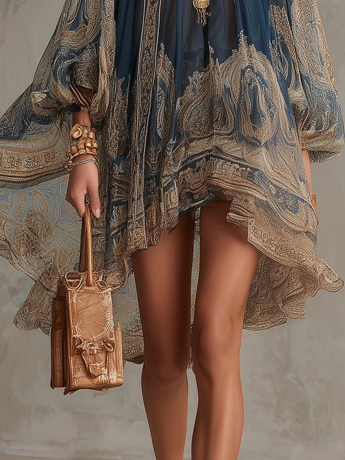 Vestido Corto Barroco Azul
