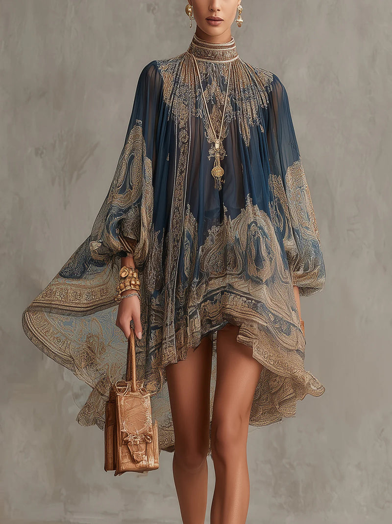 Vestido Corto Barroco Azul