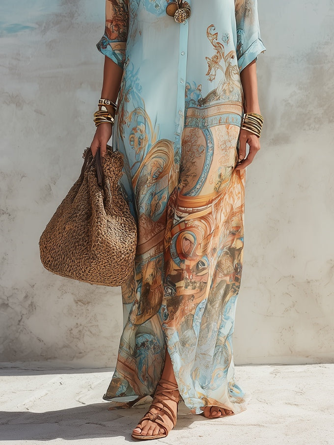 Vestido Camisero Mediterráneo Elegante