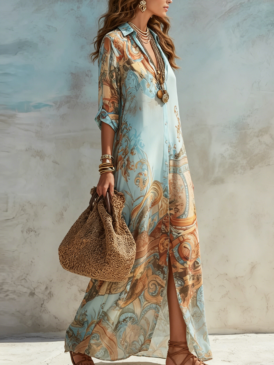 Vestido Camisero Mediterráneo Elegante