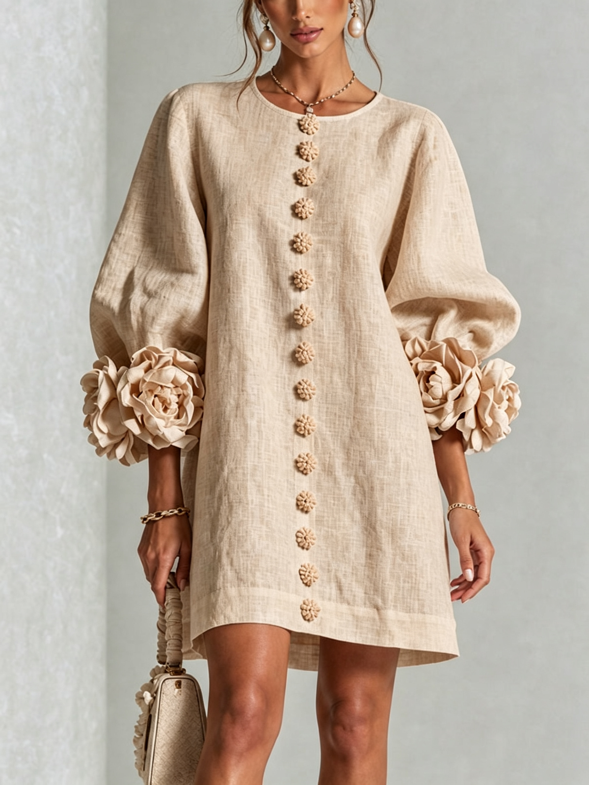 Minivestido Floral con Botones