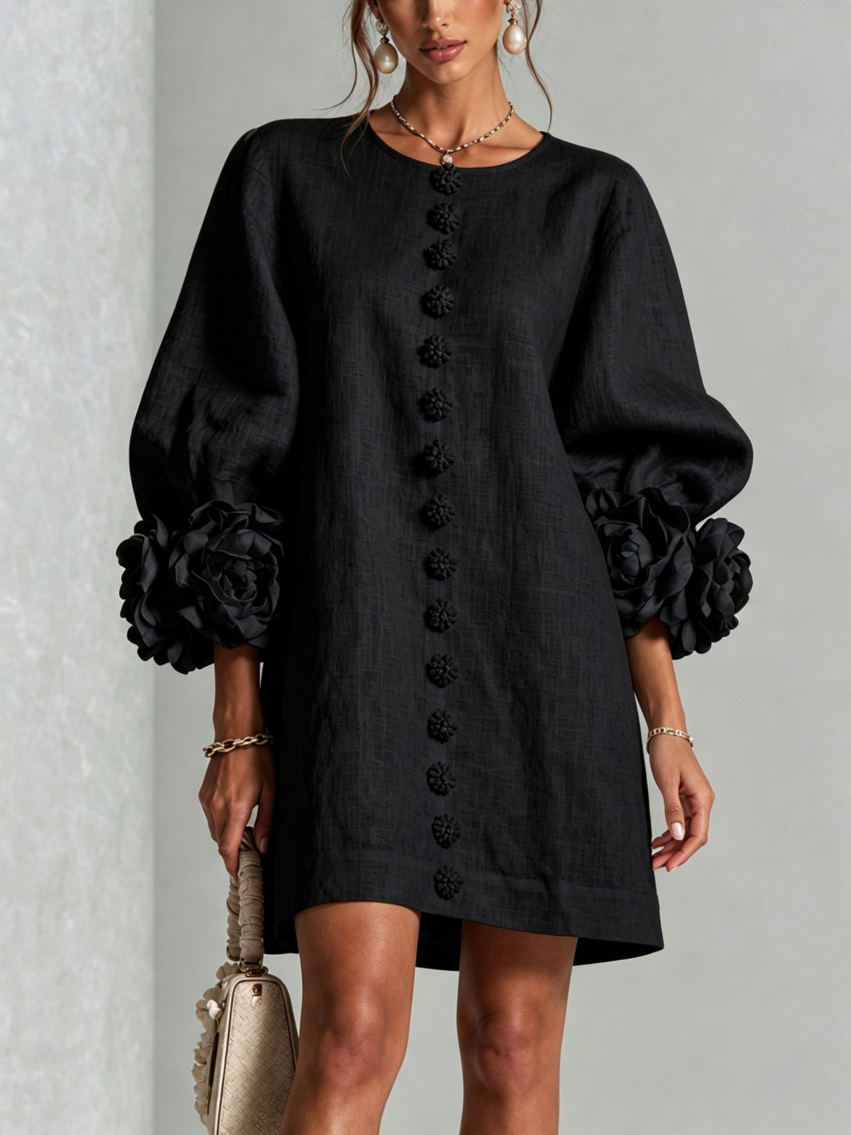 Minivestido Floral con Botones