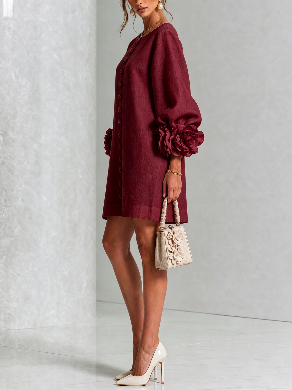 Minivestido Floral con Botones