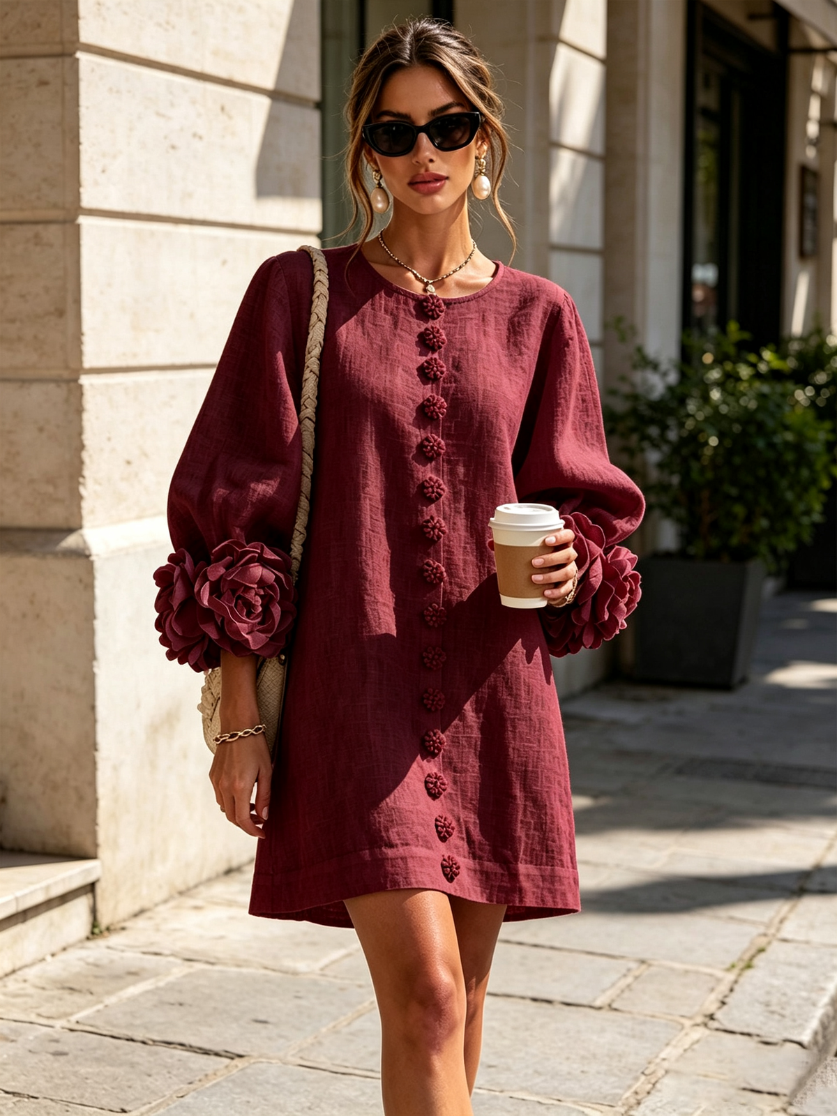 Minivestido Floral con Botones