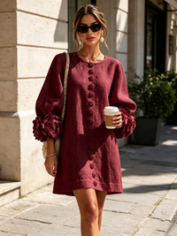 Minivestido Floral con Botones