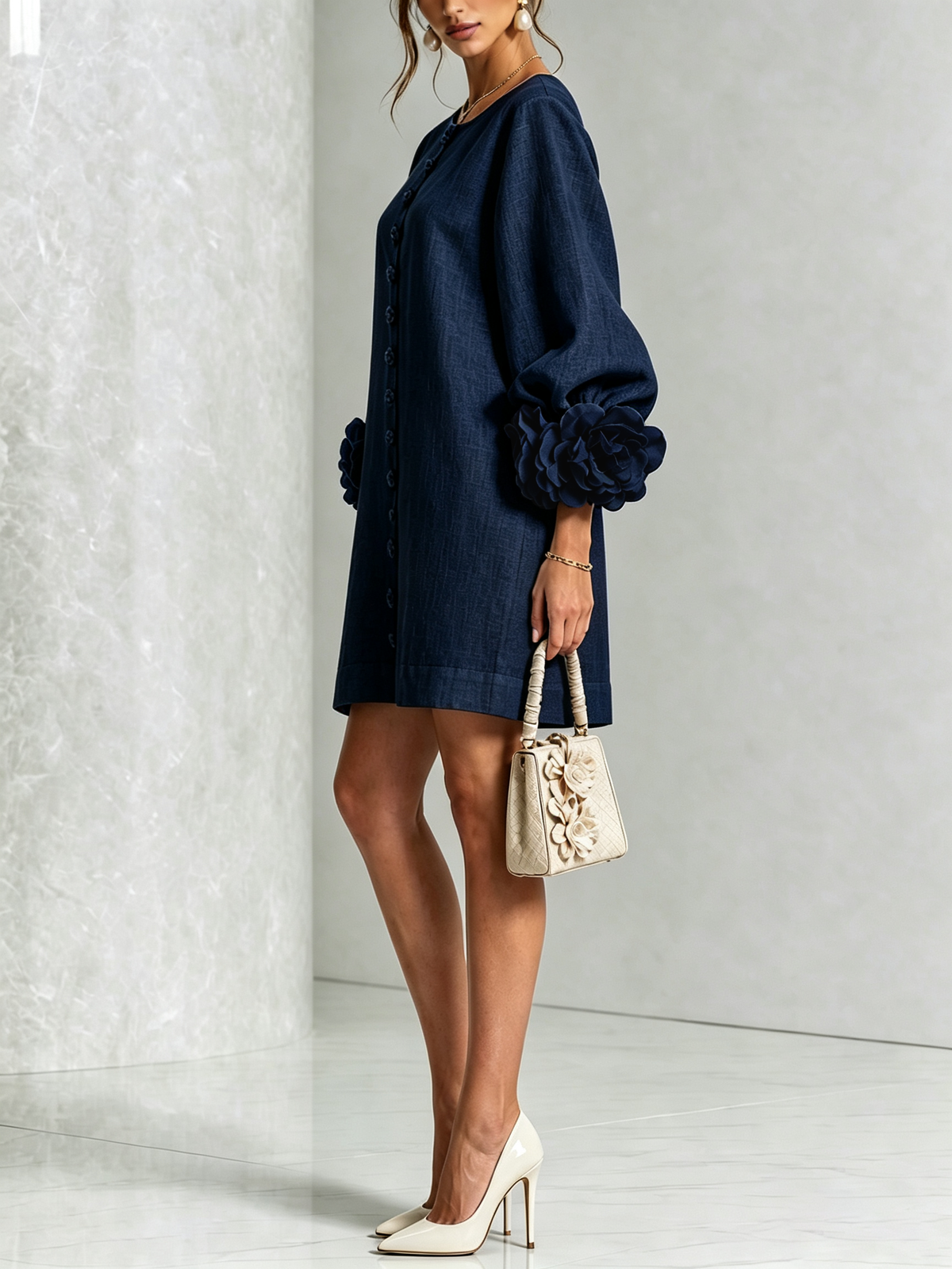 Minivestido Floral con Botones