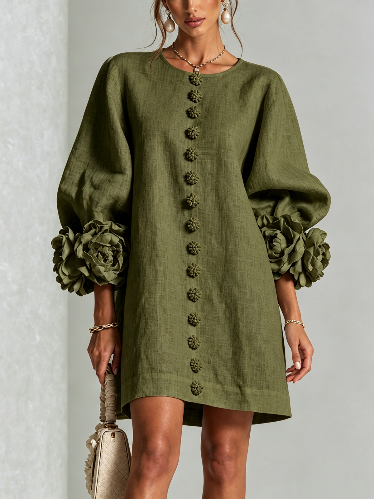 Minivestido Floral con Botones