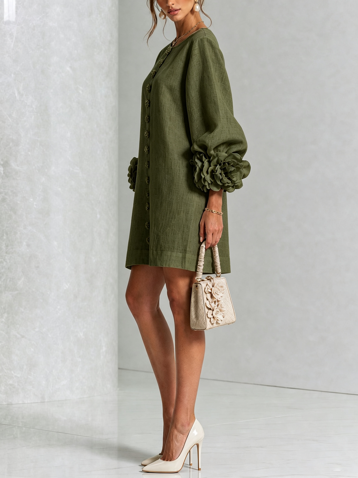 Minivestido Floral con Botones