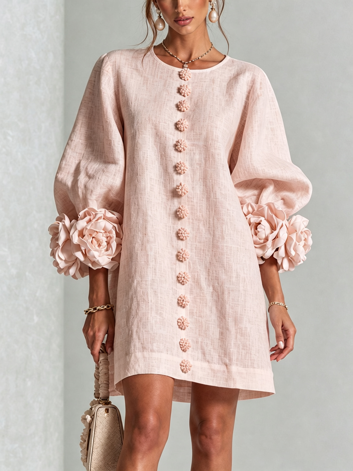 Minivestido Floral con Botones