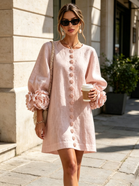 Minivestido Floral con Botones