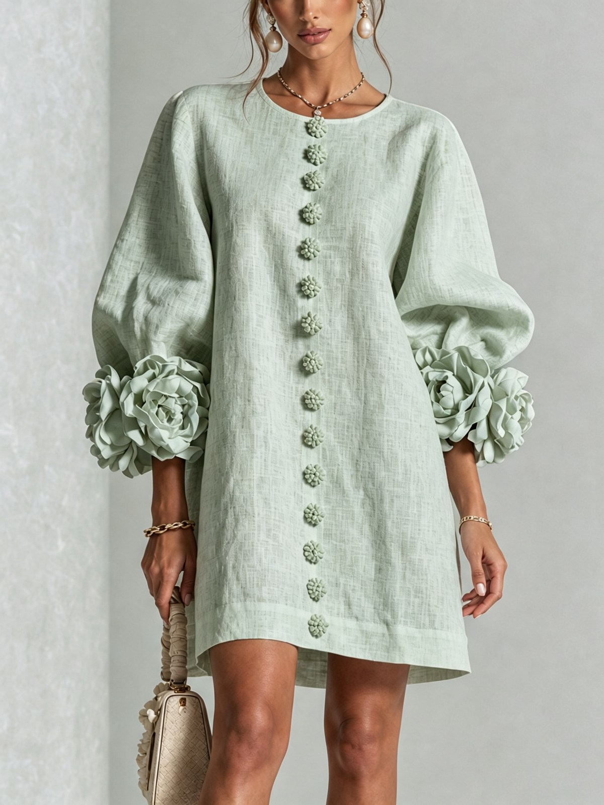 Minivestido Floral con Botones