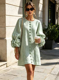 Minivestido Floral con Botones