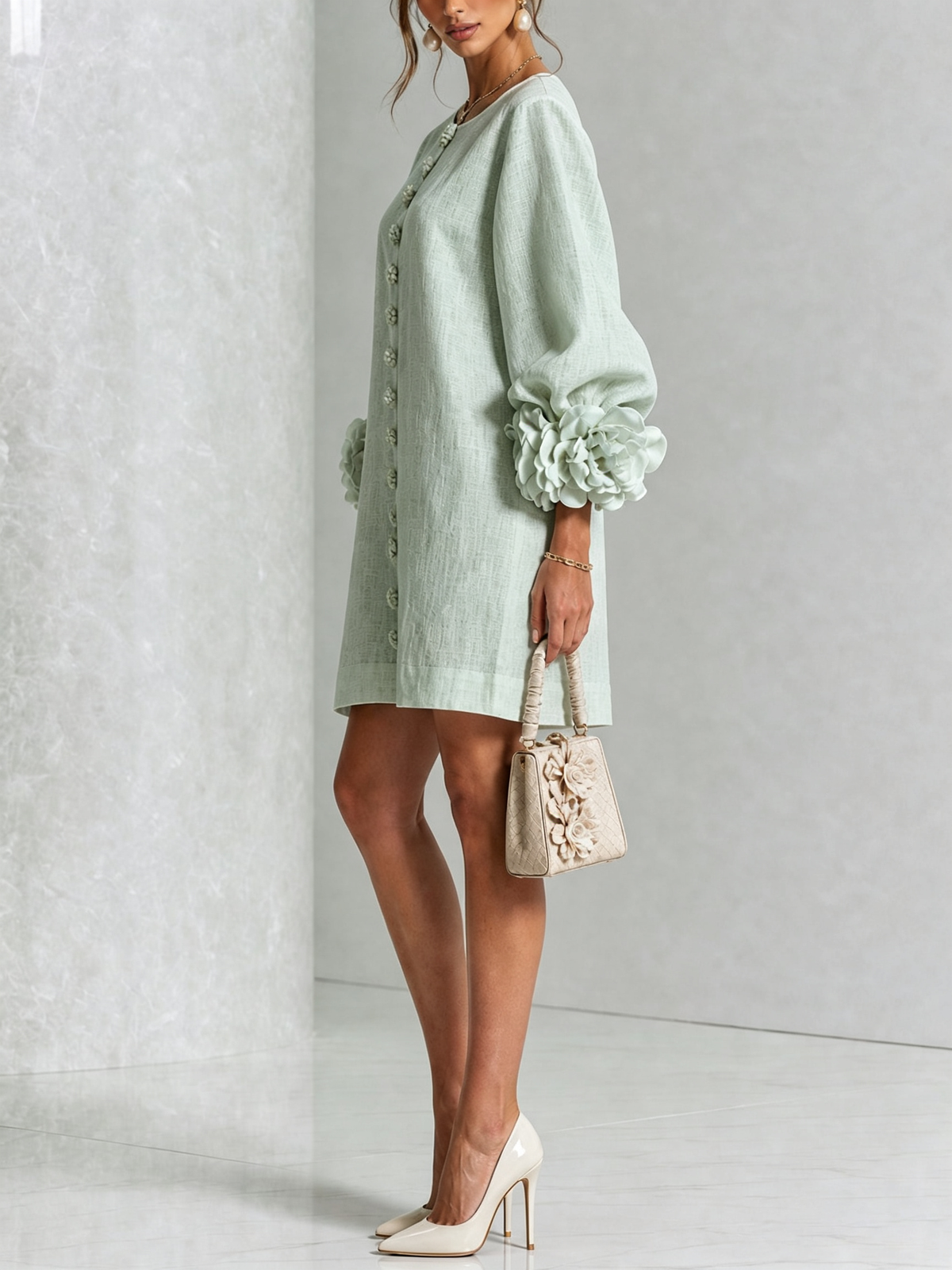 Minivestido Floral con Botones