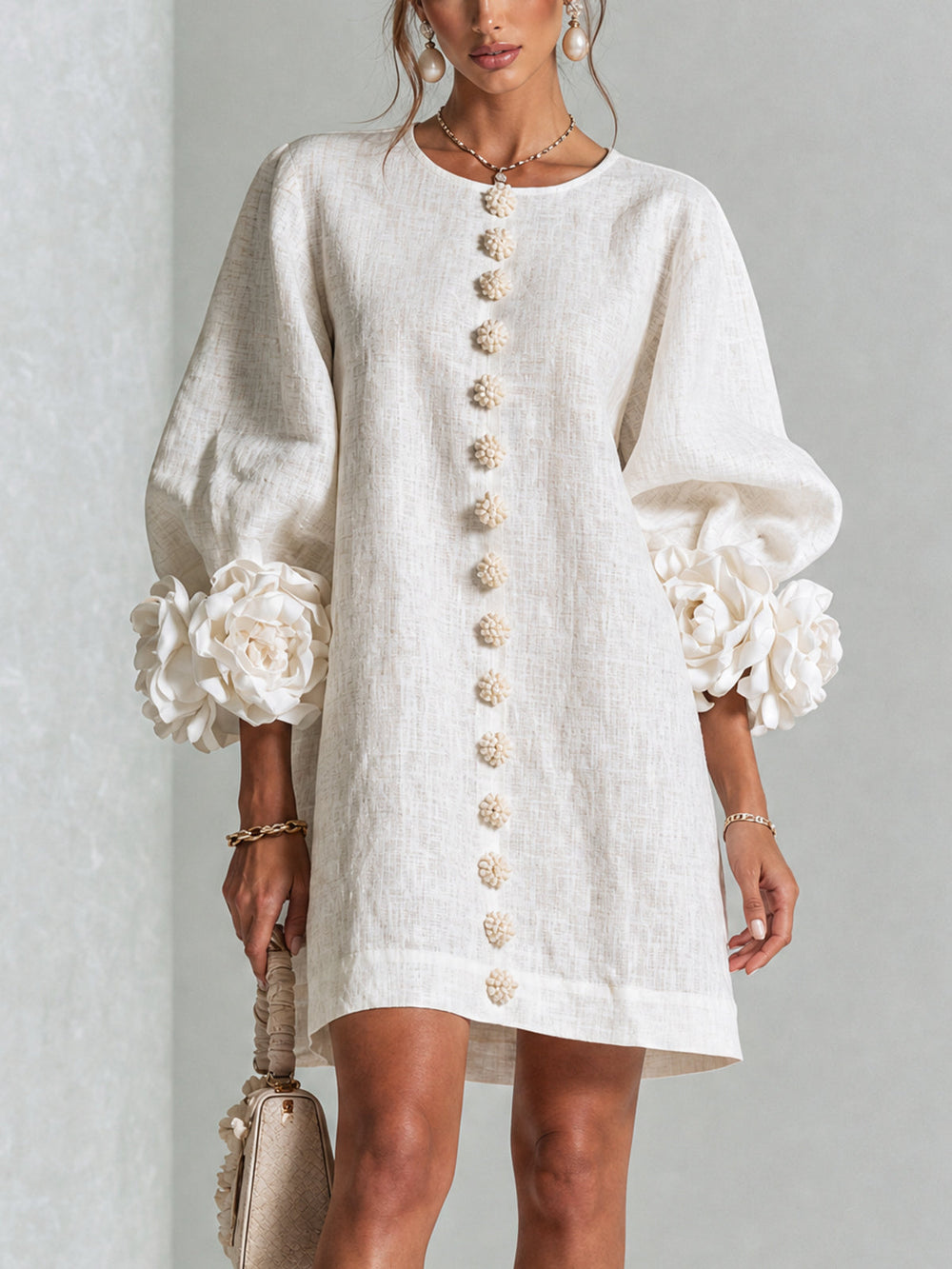 Minivestido Floral con Botones