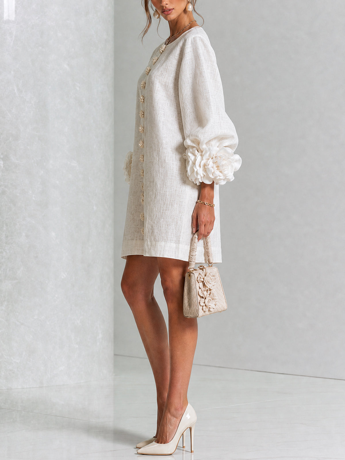 Minivestido Floral con Botones