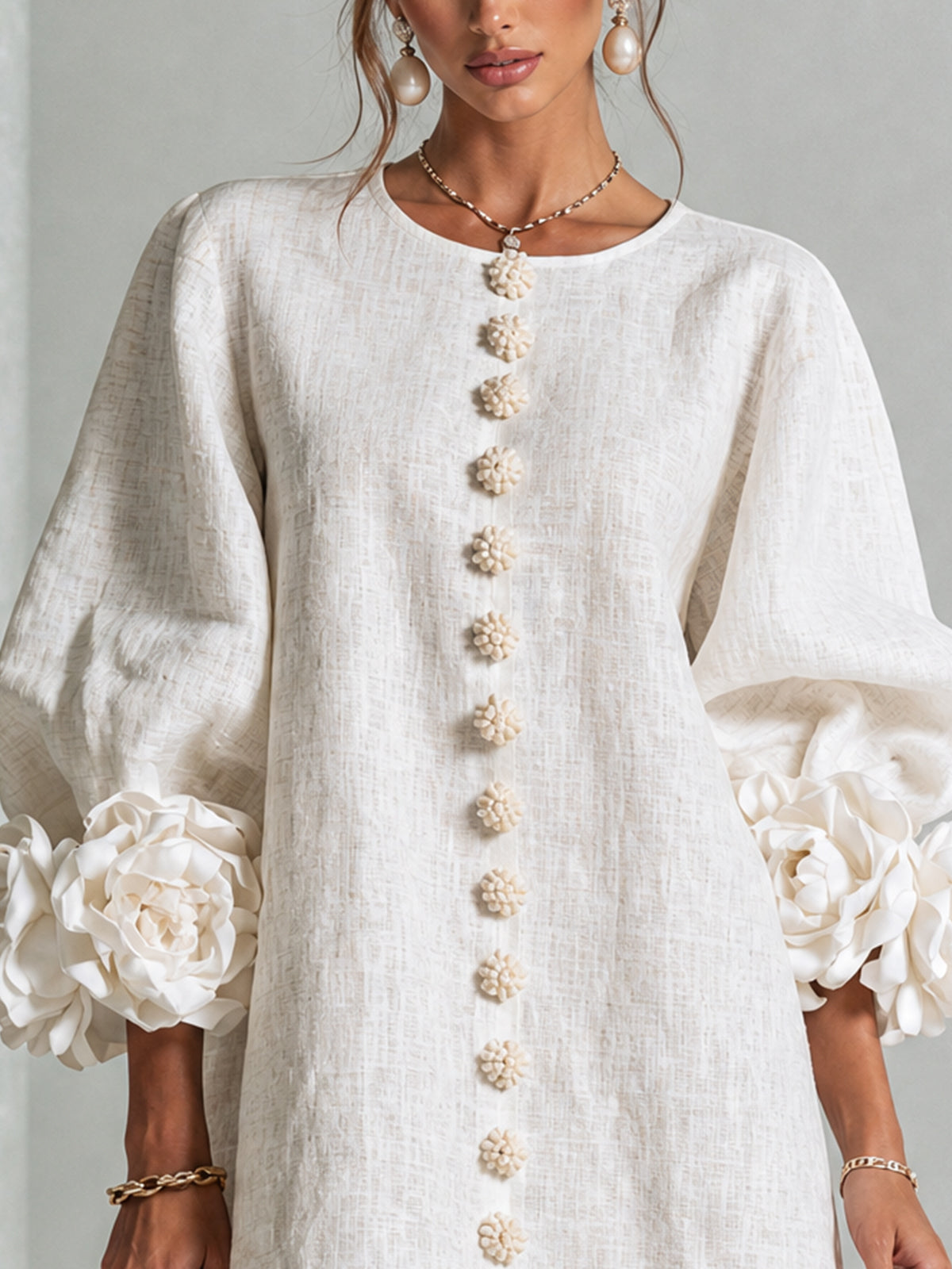 Minivestido Floral con Botones