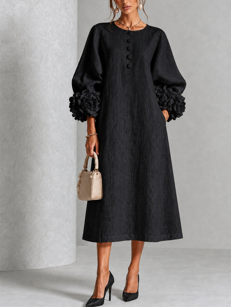 Vestido Midi Negro Floral