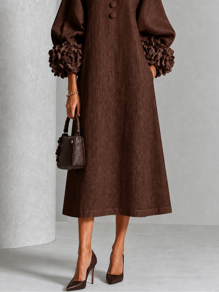 Vestido Midi Marrón Floral