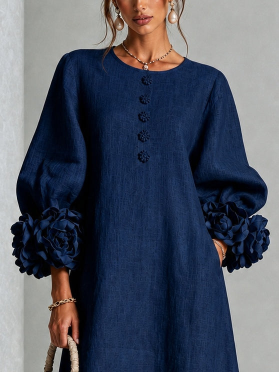 Vestido Midi Azul Marino Floral