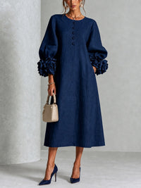 Vestido Midi Azul Marino Floral
