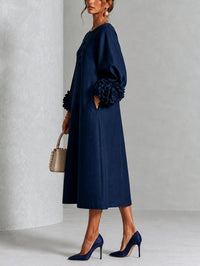 Vestido Midi Azul Marino Floral