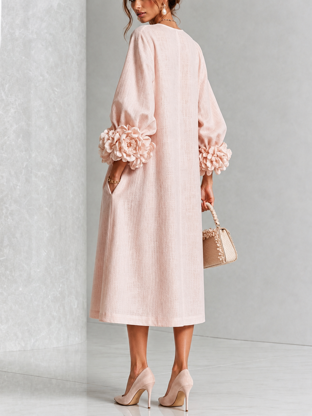 Vestido Midi Rosa Floral
