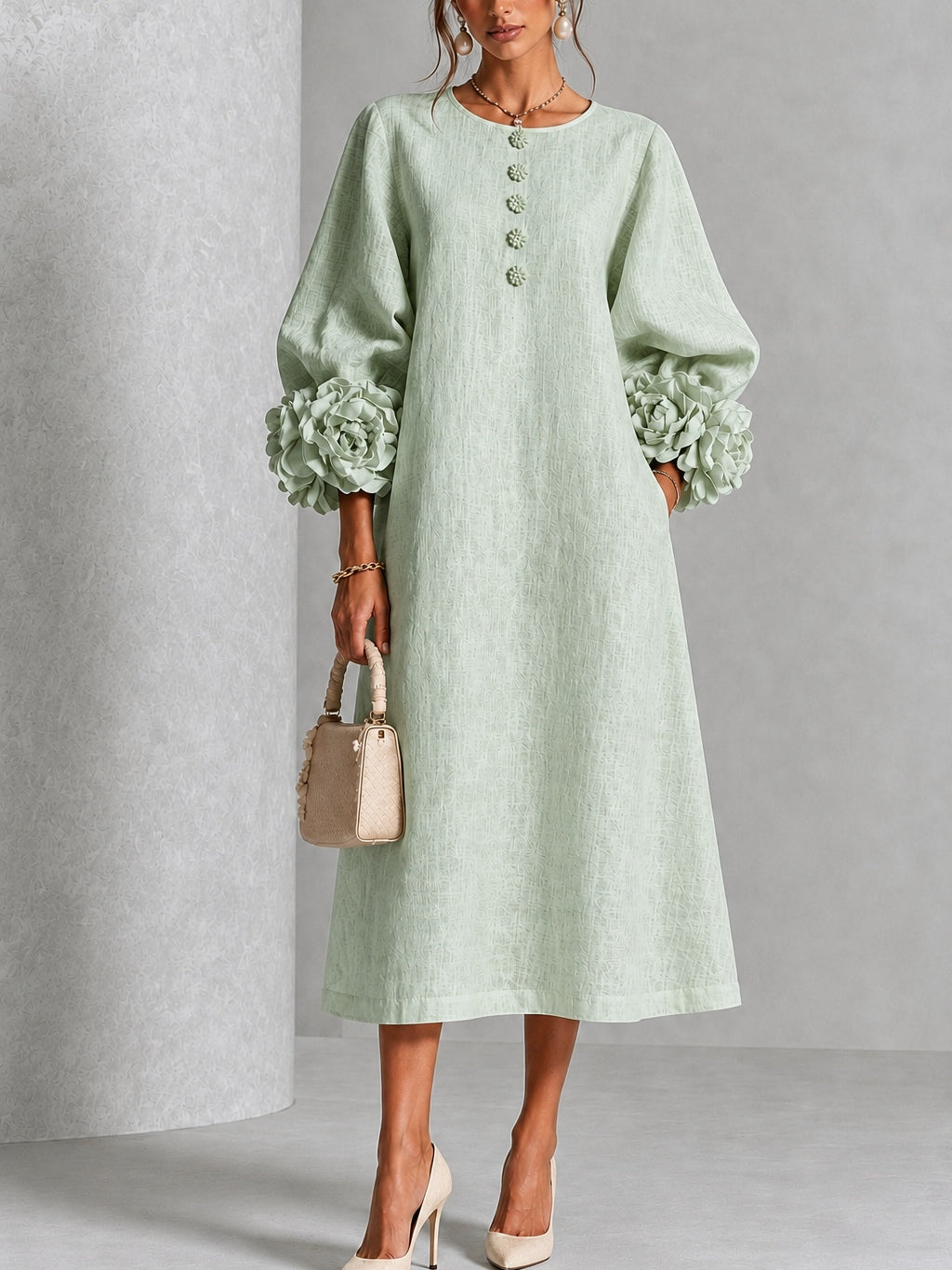 Vestido Midi Salvia Floral