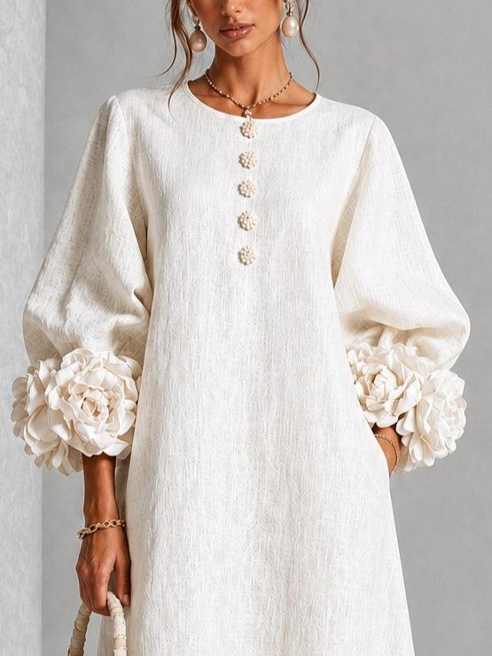 Vestido Midi Blanco Floral