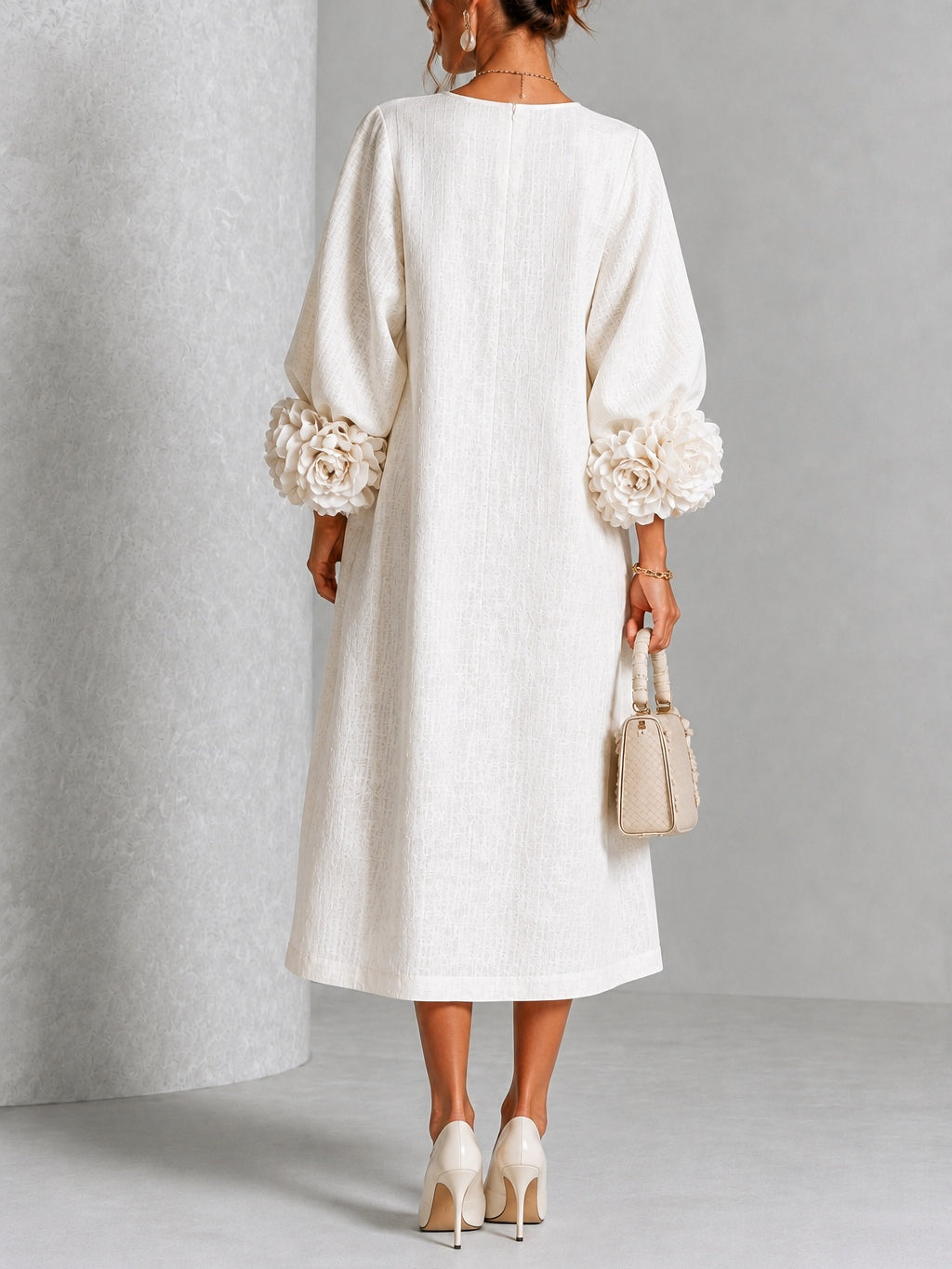 Vestido Midi Blanco Floral
