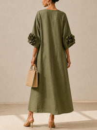 Vestido Midi Verde Oliva Floral