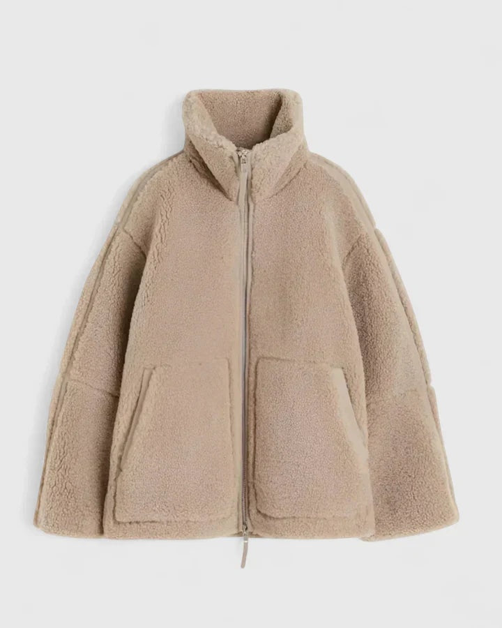 Chaquetón de Borreguito Cuello Alto con Cremallera