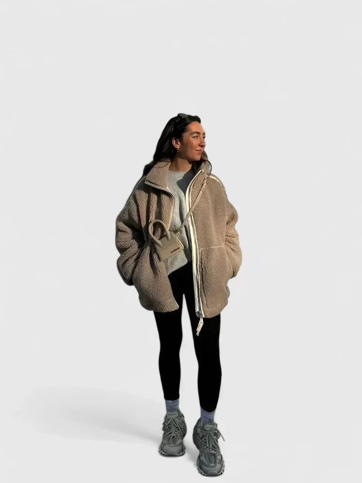Chaquetón de Borreguito Cuello Alto con Cremallera